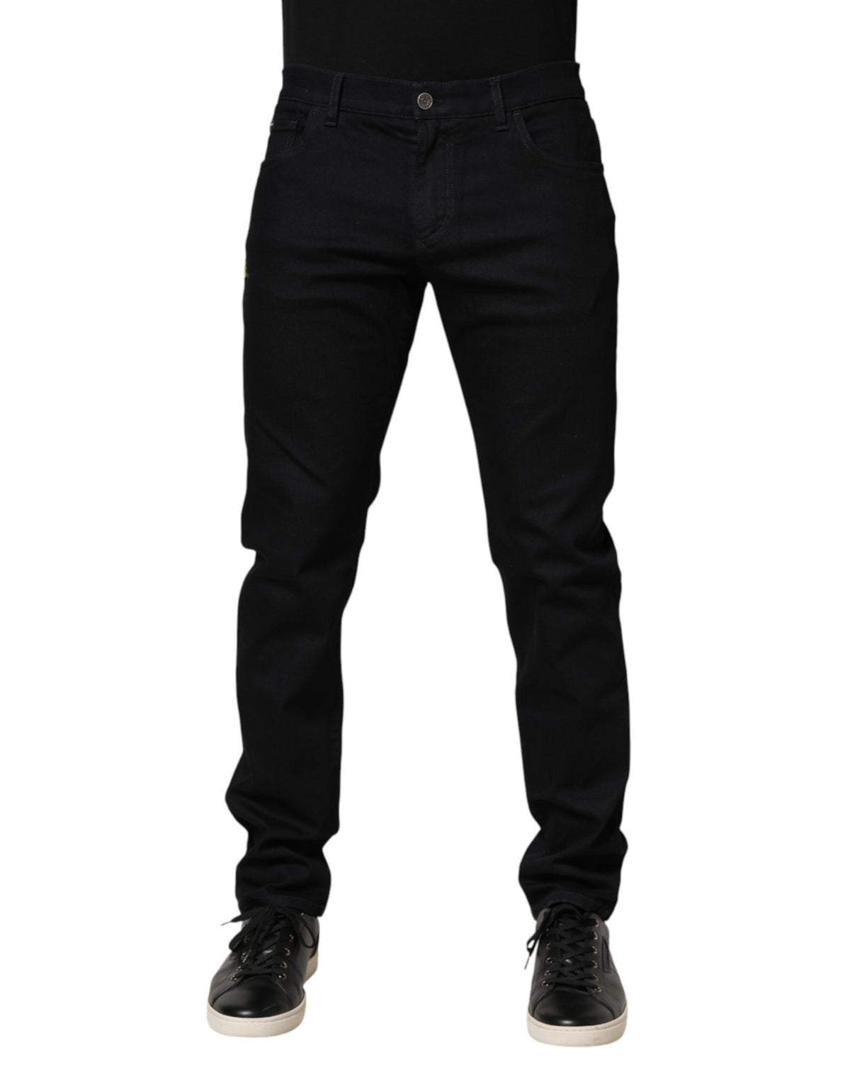 Jean skinny en coton noir à motifs floraux pour homme de Dolce &amp; Gabbana