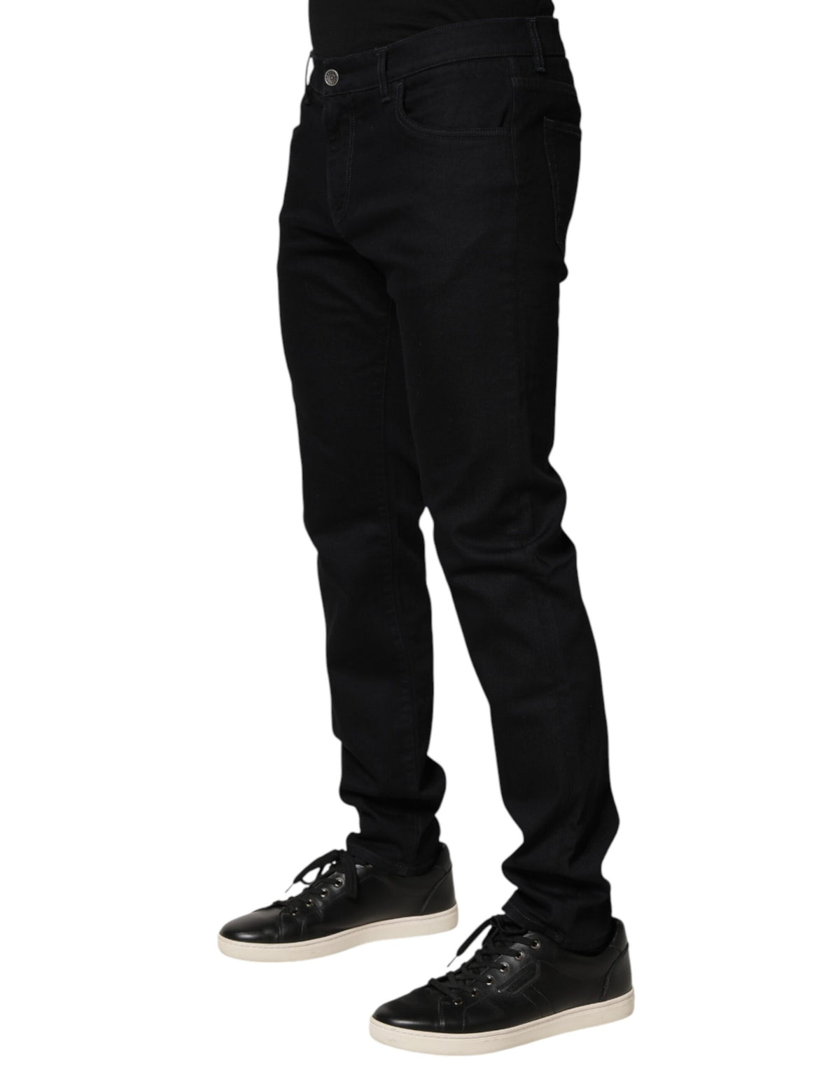 Jean skinny en coton noir à motifs floraux pour homme de Dolce &amp; Gabbana