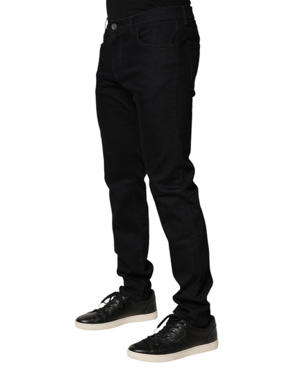 Jean skinny en coton noir à motifs floraux pour homme de Dolce &amp; Gabbana