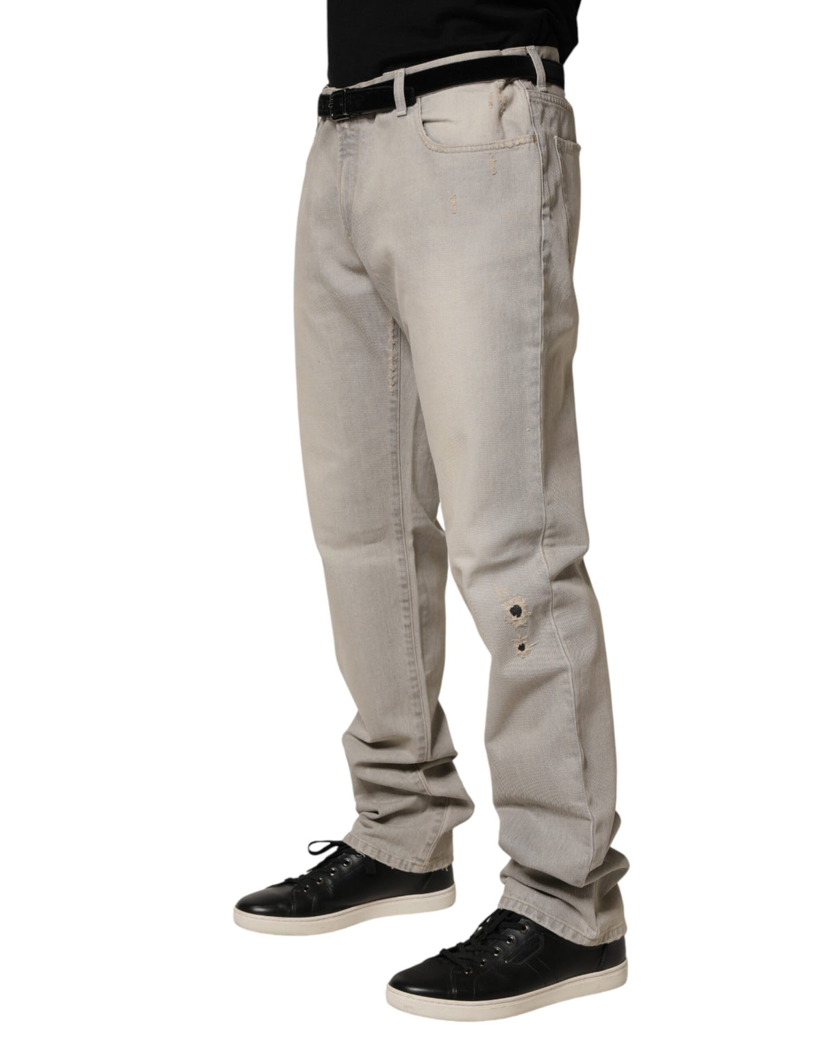 Jean droit en coton gris clair Dolce &amp; Gabbana