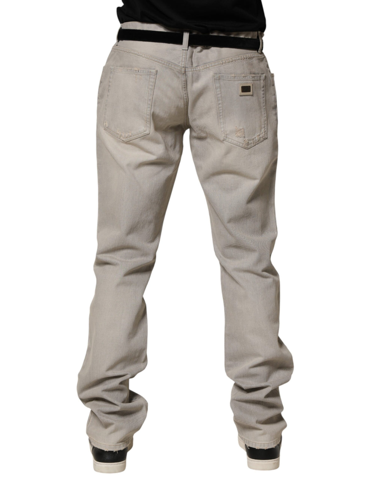 Jean droit en coton gris clair Dolce &amp; Gabbana