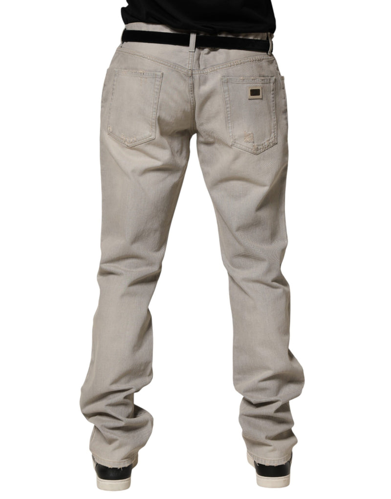 Jean droit en coton gris clair Dolce &amp; Gabbana