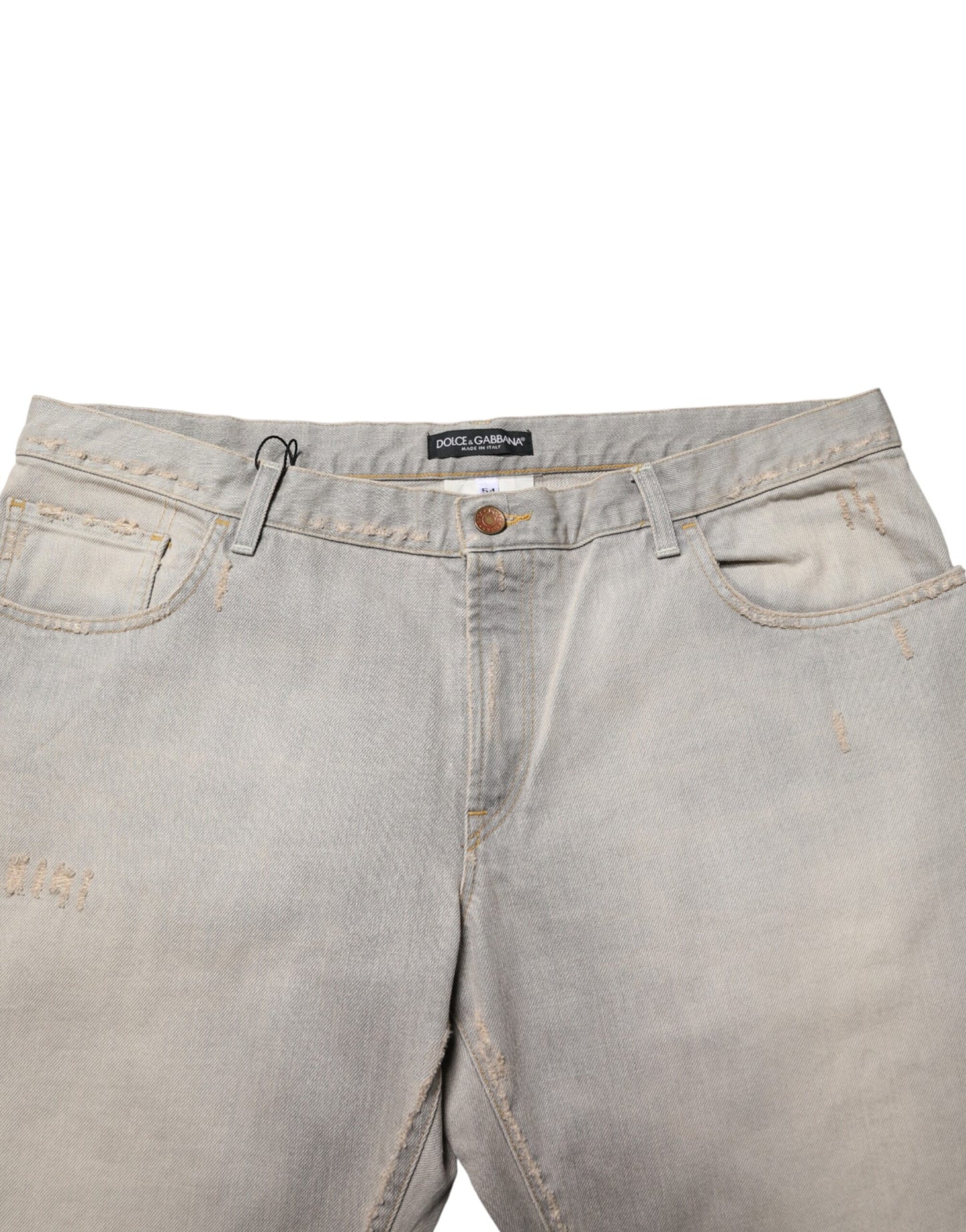 Jean droit en coton gris clair Dolce &amp; Gabbana