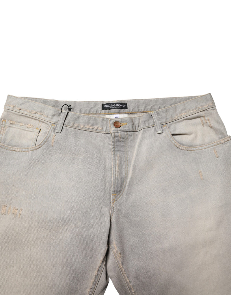 Jean droit en coton gris clair Dolce &amp; Gabbana