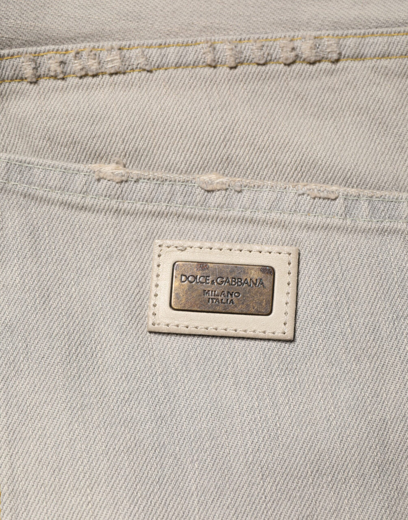 Jean droit en coton gris clair Dolce &amp; Gabbana