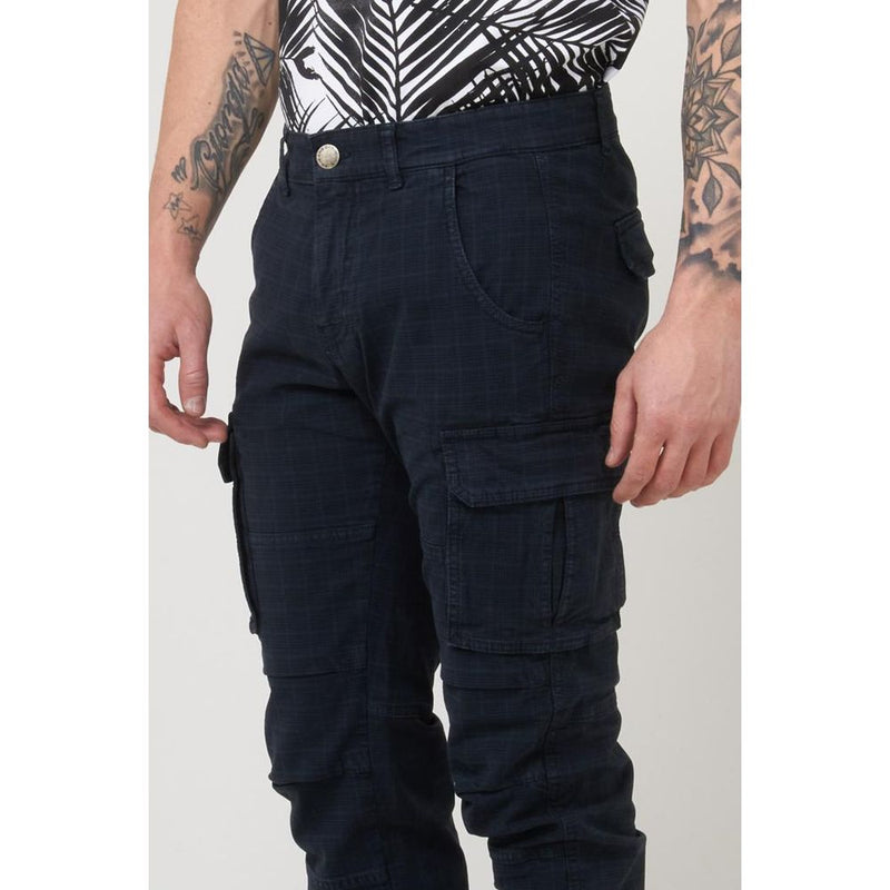 Pantalon Cargo en Coton Bleu Gas pour Homme