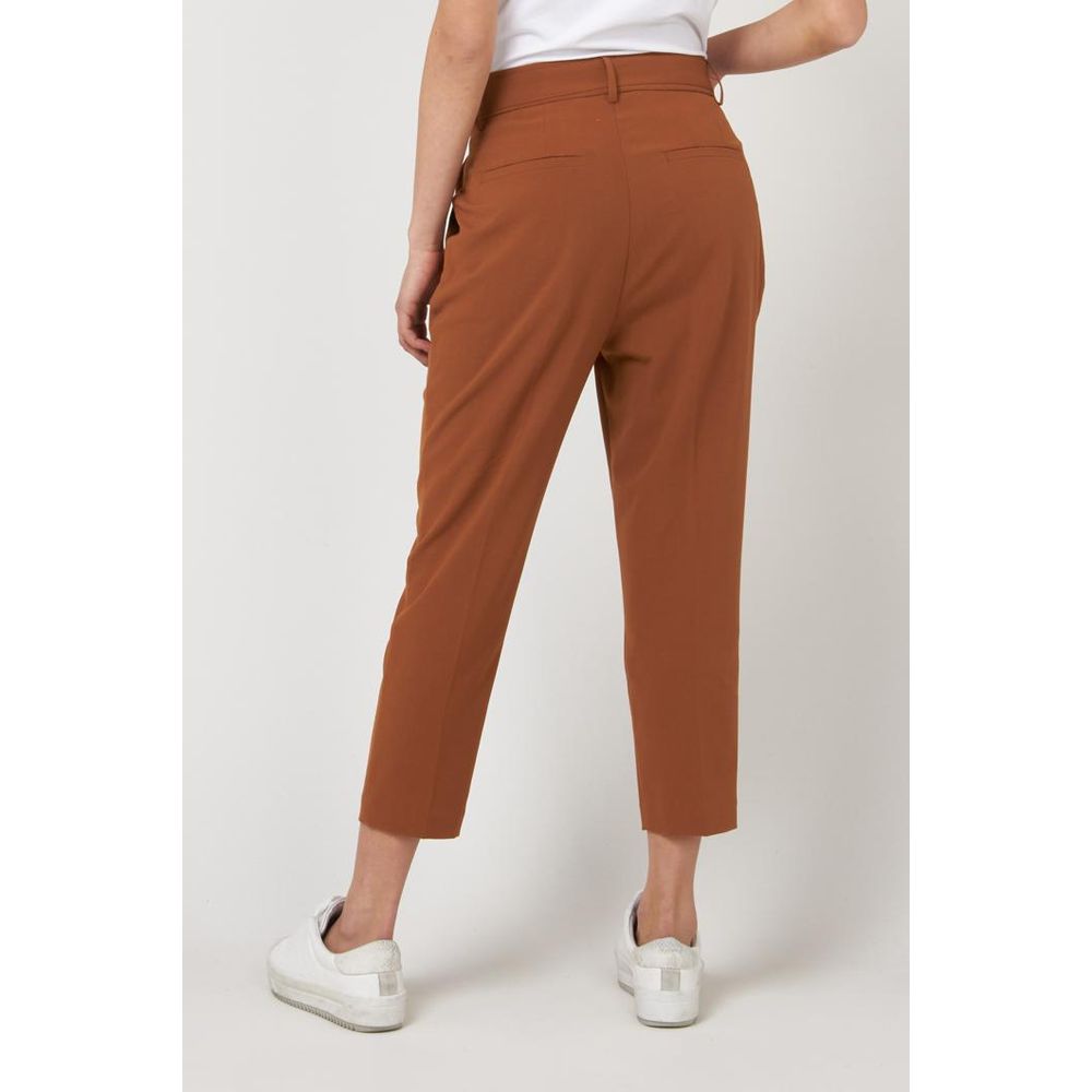 Gas Brown Polyester Casual Pants for Women - Stylish & Comfortable