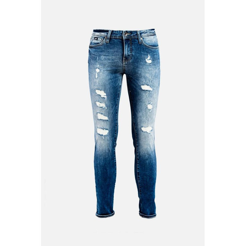 Gas Blue Cotton Jeans Denim - Sleek Fit for Supreme Comfort