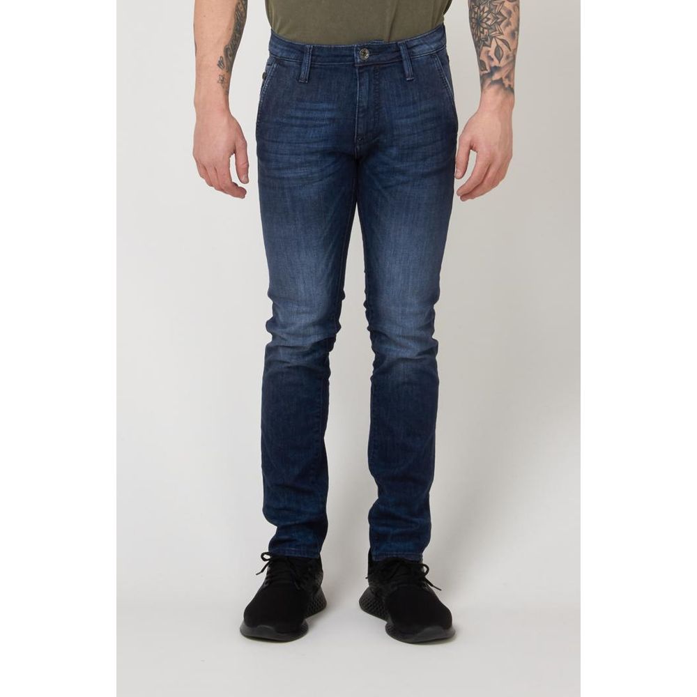Gas Blue Cotton Slim Fit Jeans for Men