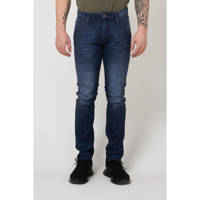 Gas Blue Cotton Slim Fit Jeans for Men