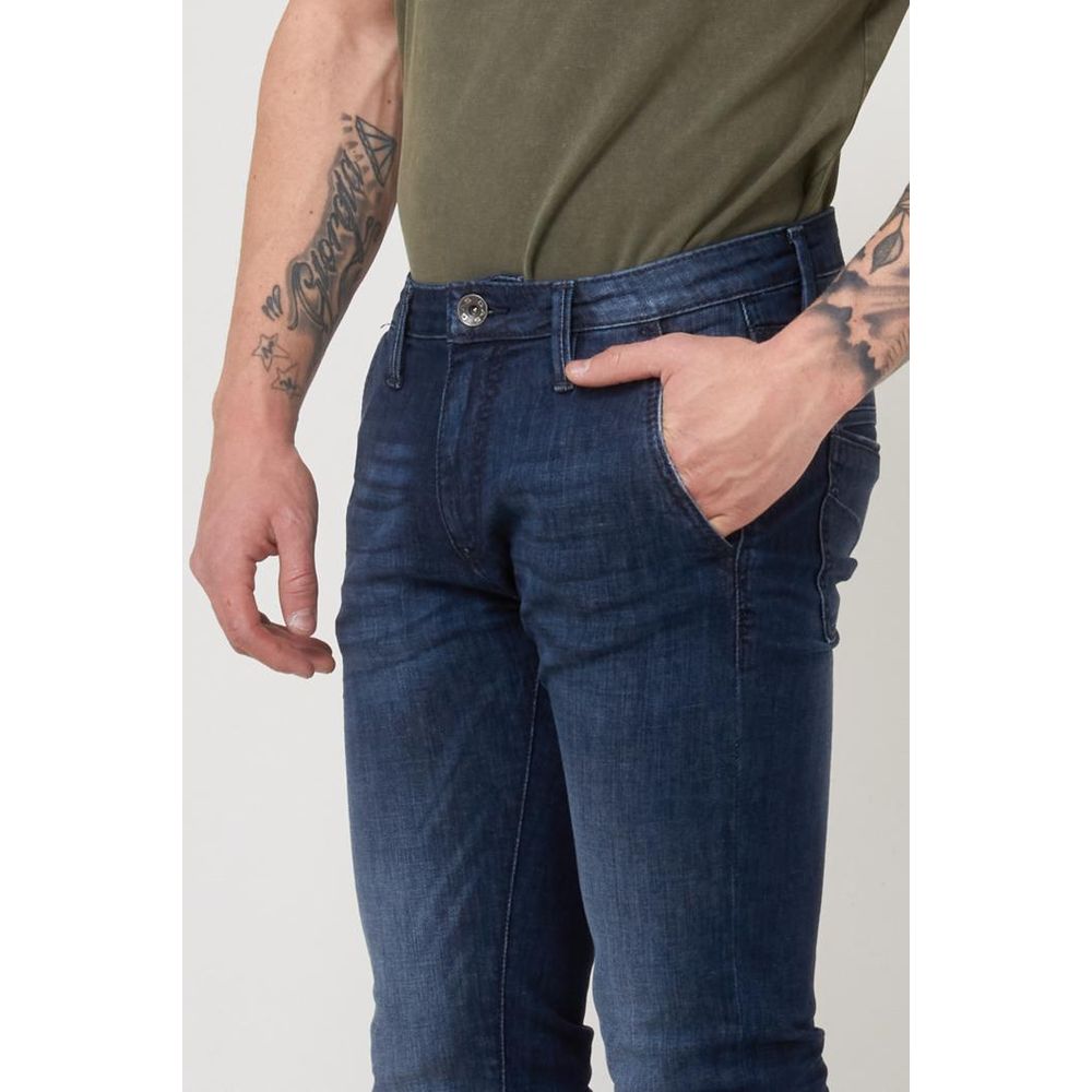 Gas Blue Cotton Slim Fit Jeans for Men