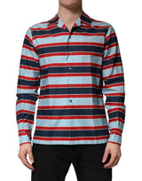 Chemise à boutons en coton à rayures multicolores Dolce &amp; Gabbana pour homme