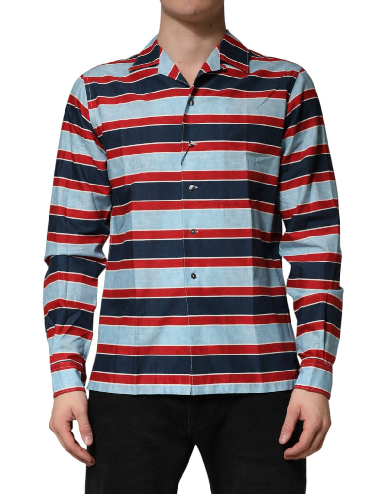 Chemise à boutons en coton à rayures multicolores Dolce &amp; Gabbana pour homme
