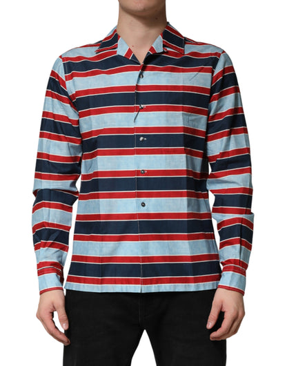 Chemise à boutons en coton à rayures multicolores Dolce &amp; Gabbana pour homme