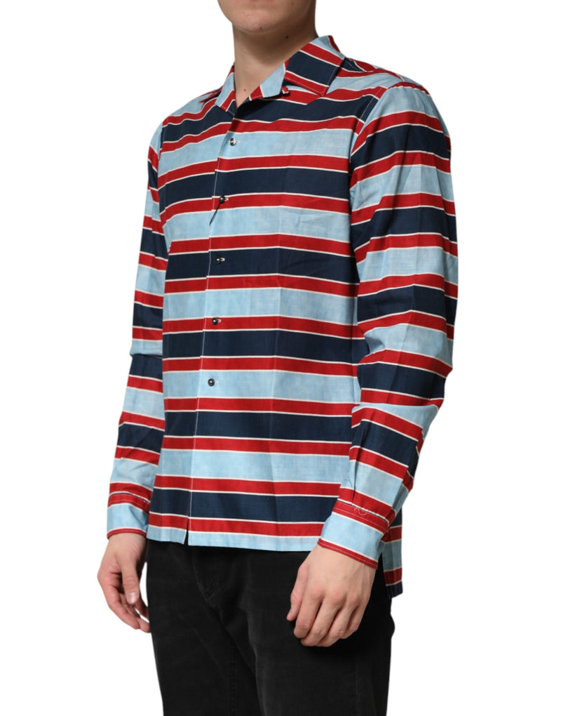Chemise à boutons en coton à rayures multicolores Dolce &amp; Gabbana pour homme
