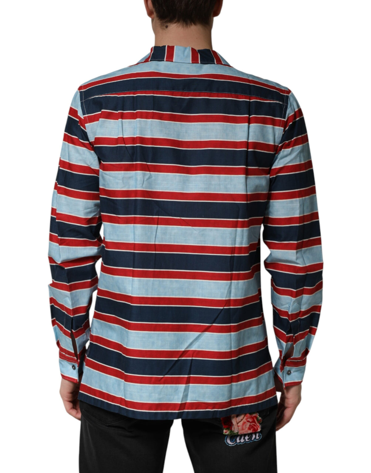 Chemise à boutons en coton à rayures multicolores Dolce &amp; Gabbana pour homme