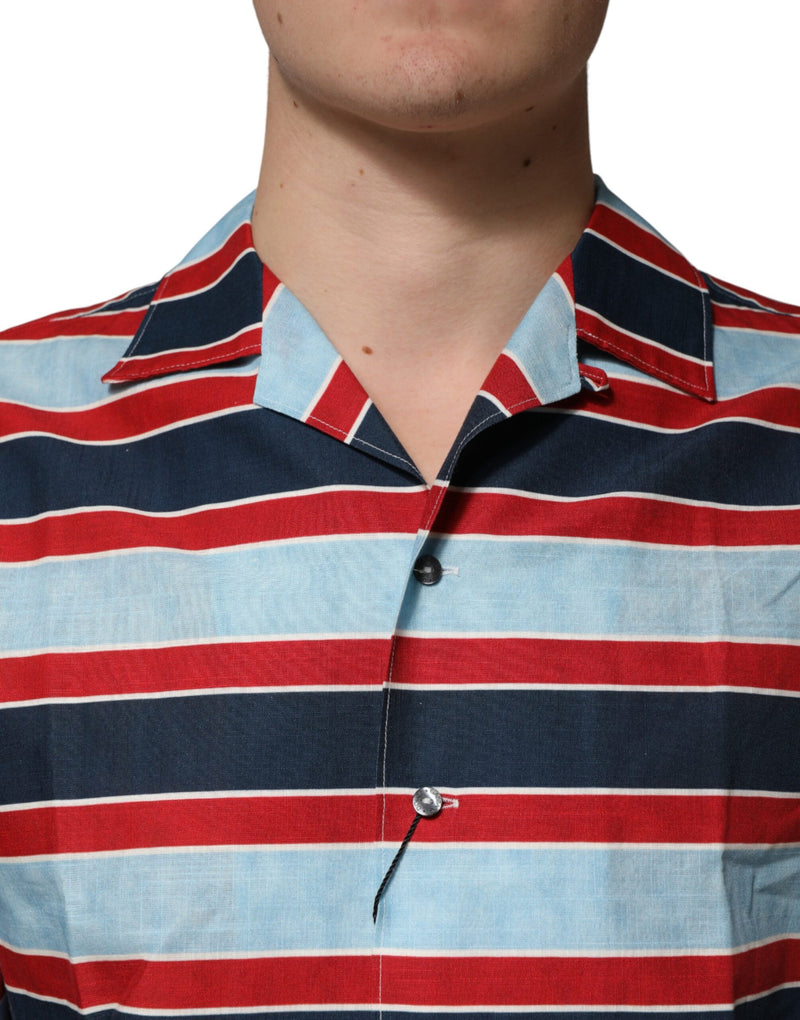 Chemise à boutons en coton à rayures multicolores Dolce &amp; Gabbana pour homme