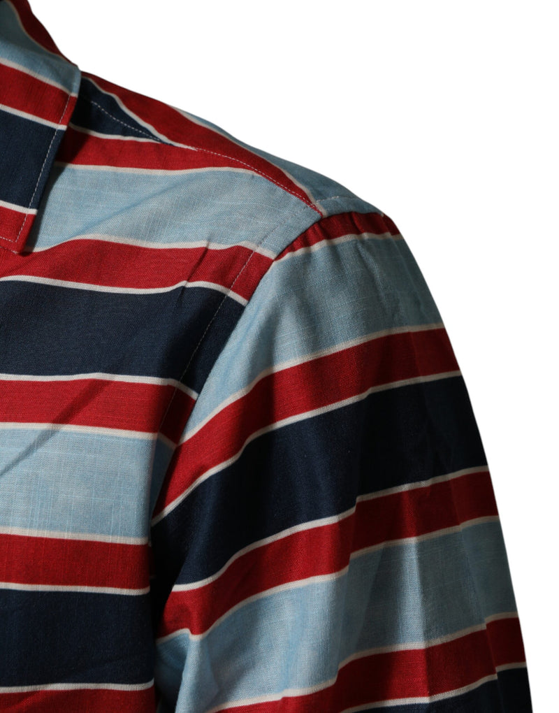Chemise à boutons en coton à rayures multicolores Dolce &amp; Gabbana pour homme
