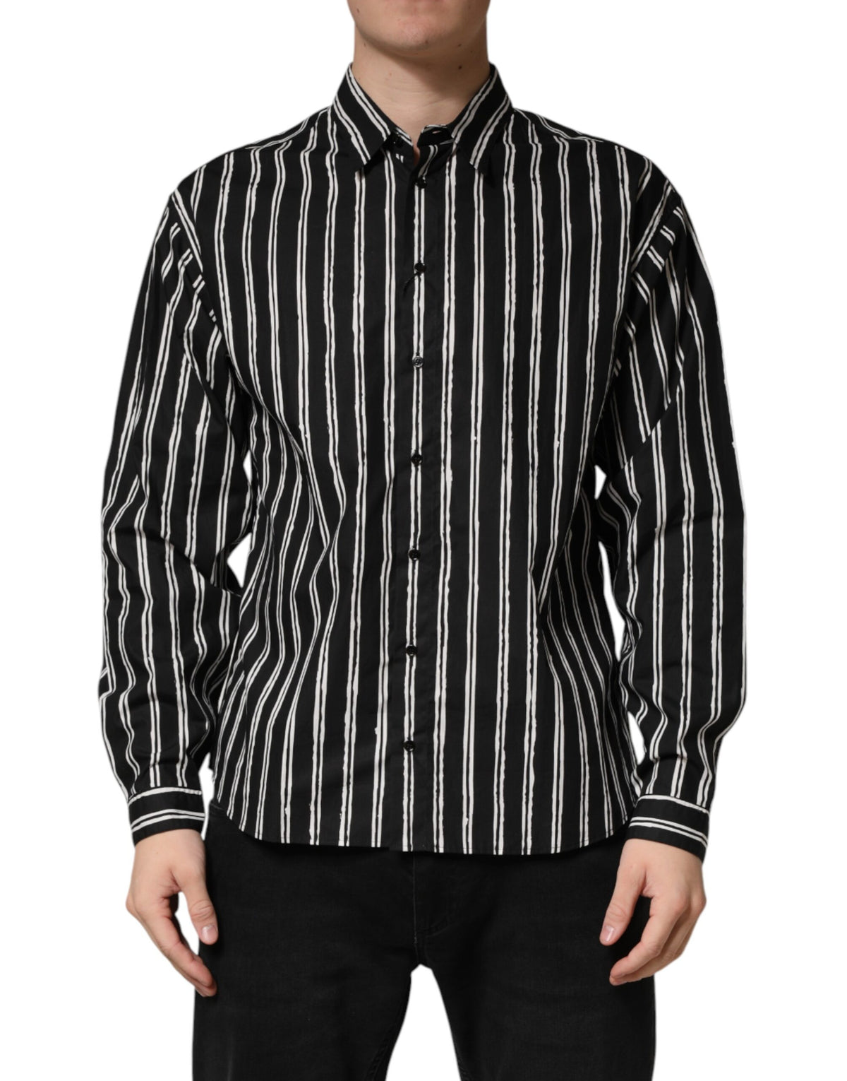 Chemise habillée homme Dolce &amp; Gabbana à rayures noires en coton