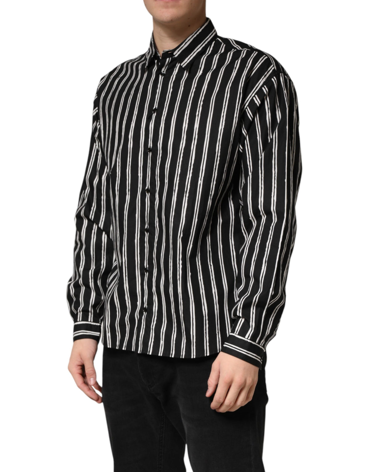 Chemise habillée homme Dolce &amp; Gabbana à rayures noires en coton