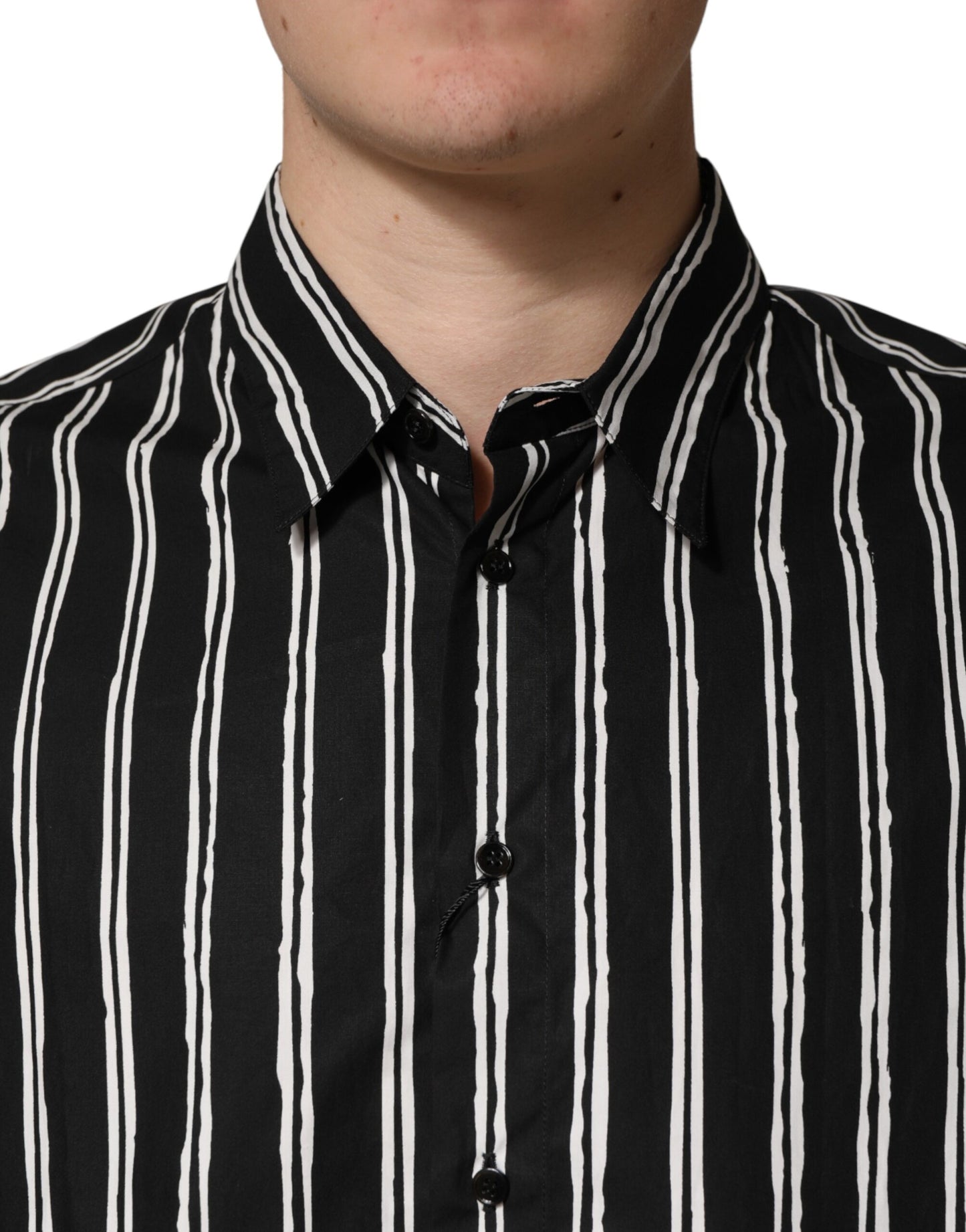 Chemise habillée homme Dolce &amp; Gabbana à rayures noires en coton