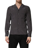 Chemise à boutons en soie noire à motifs Dolce &amp; Gabbana pour homme