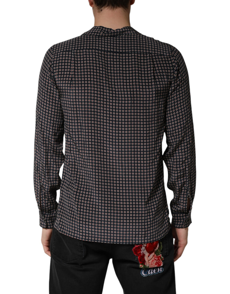 Chemise à boutons en soie noire à motifs Dolce &amp; Gabbana pour homme