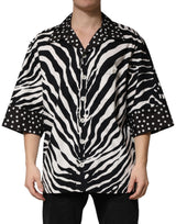 Chemise oversize à boutons Dolce &amp; Gabbana zèbre noir et blanc
