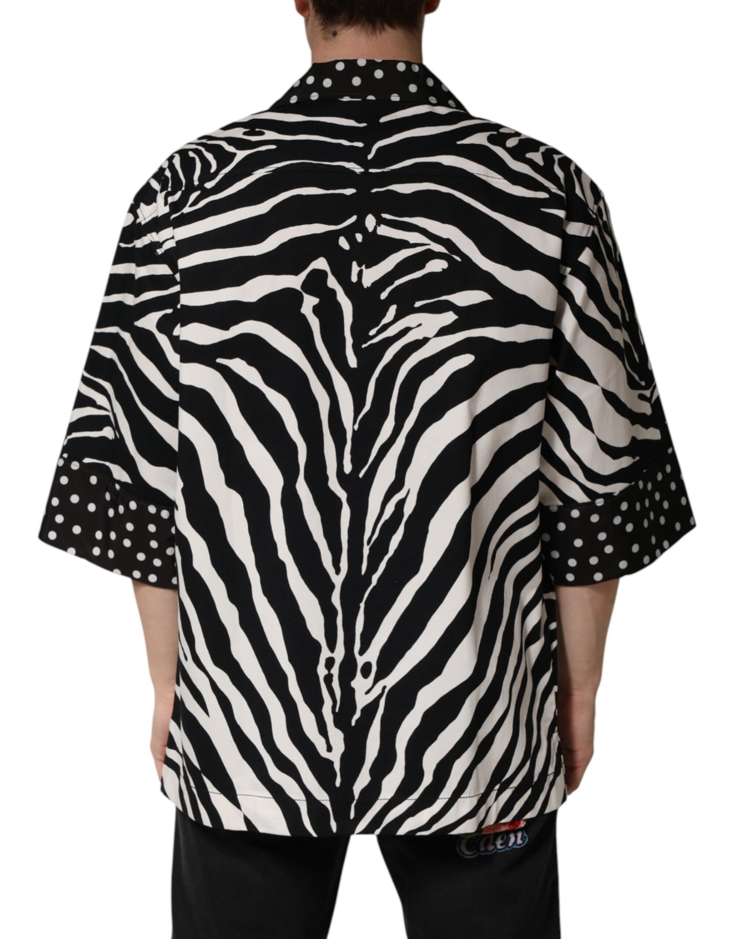 Chemise oversize à boutons Dolce &amp; Gabbana zèbre noir et blanc