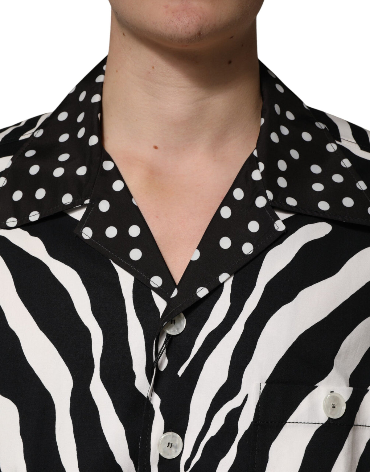 Chemise oversize à boutons Dolce &amp; Gabbana zèbre noir et blanc