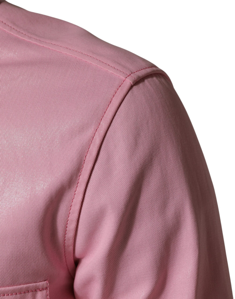 Chemise à col boutonné en coton rose Dolce &amp; Gabbana pour homme