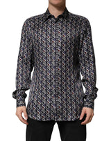 Chemise habillée homme Dolce &amp; Gabbana à col doré et motifs multicolores