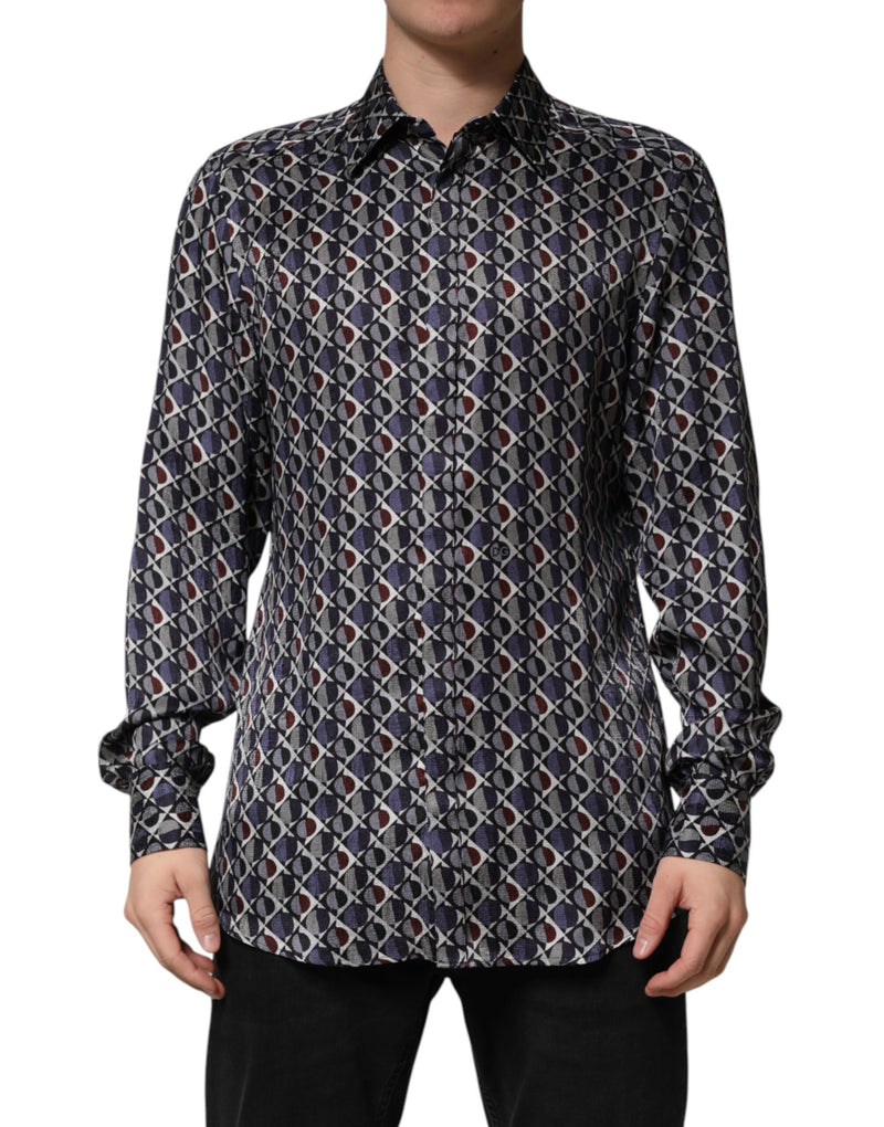 Chemise habillée homme Dolce &amp; Gabbana à col doré et motifs multicolores