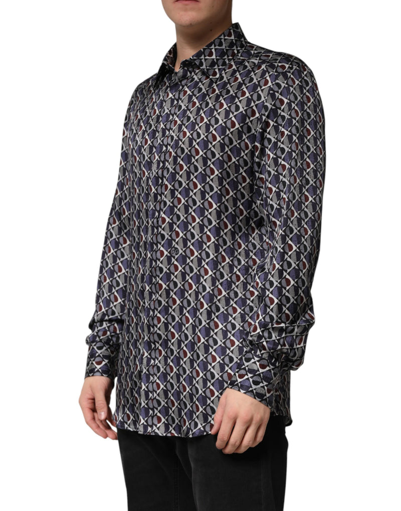 Chemise habillée homme Dolce &amp; Gabbana à col doré et motifs multicolores