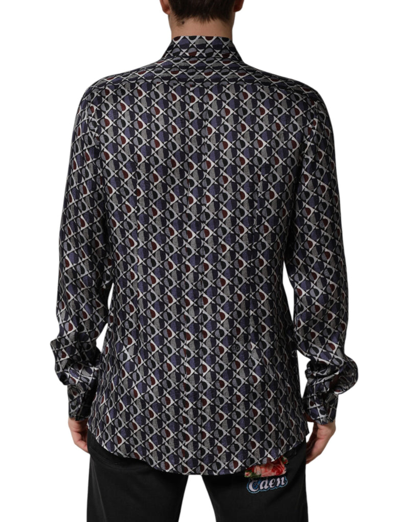 Chemise habillée homme Dolce &amp; Gabbana à col doré et motifs multicolores