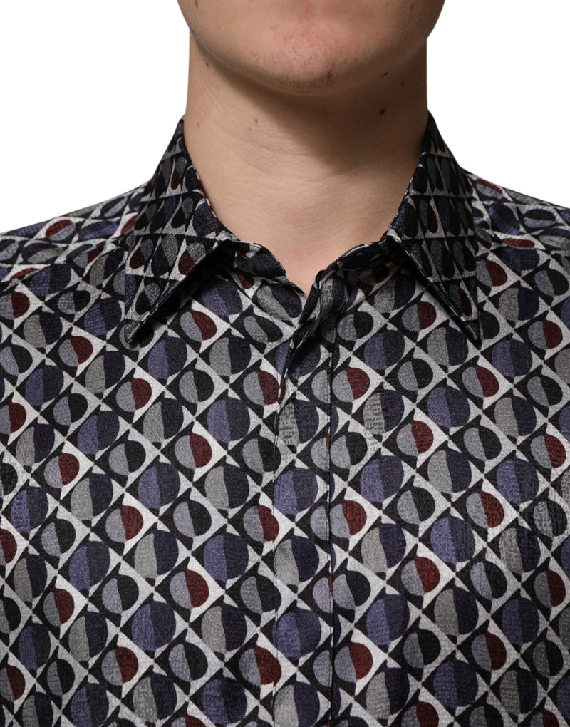 Chemise habillée homme Dolce &amp; Gabbana à col doré et motifs multicolores
