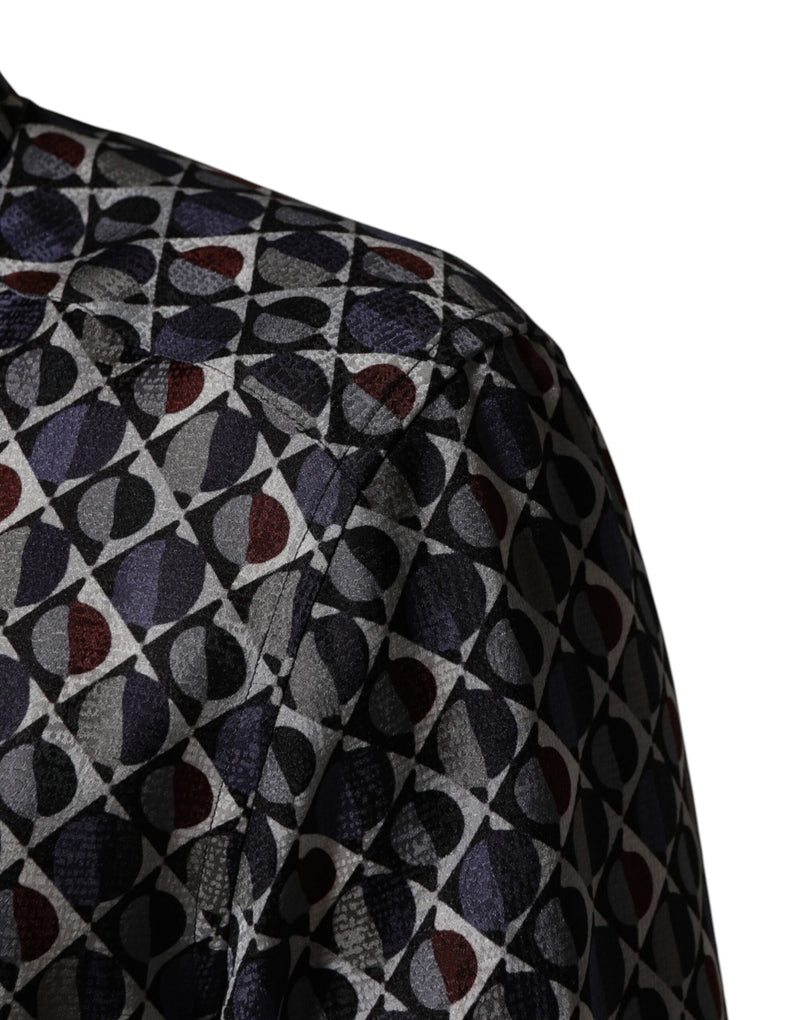 Chemise habillée homme Dolce &amp; Gabbana à col doré et motifs multicolores