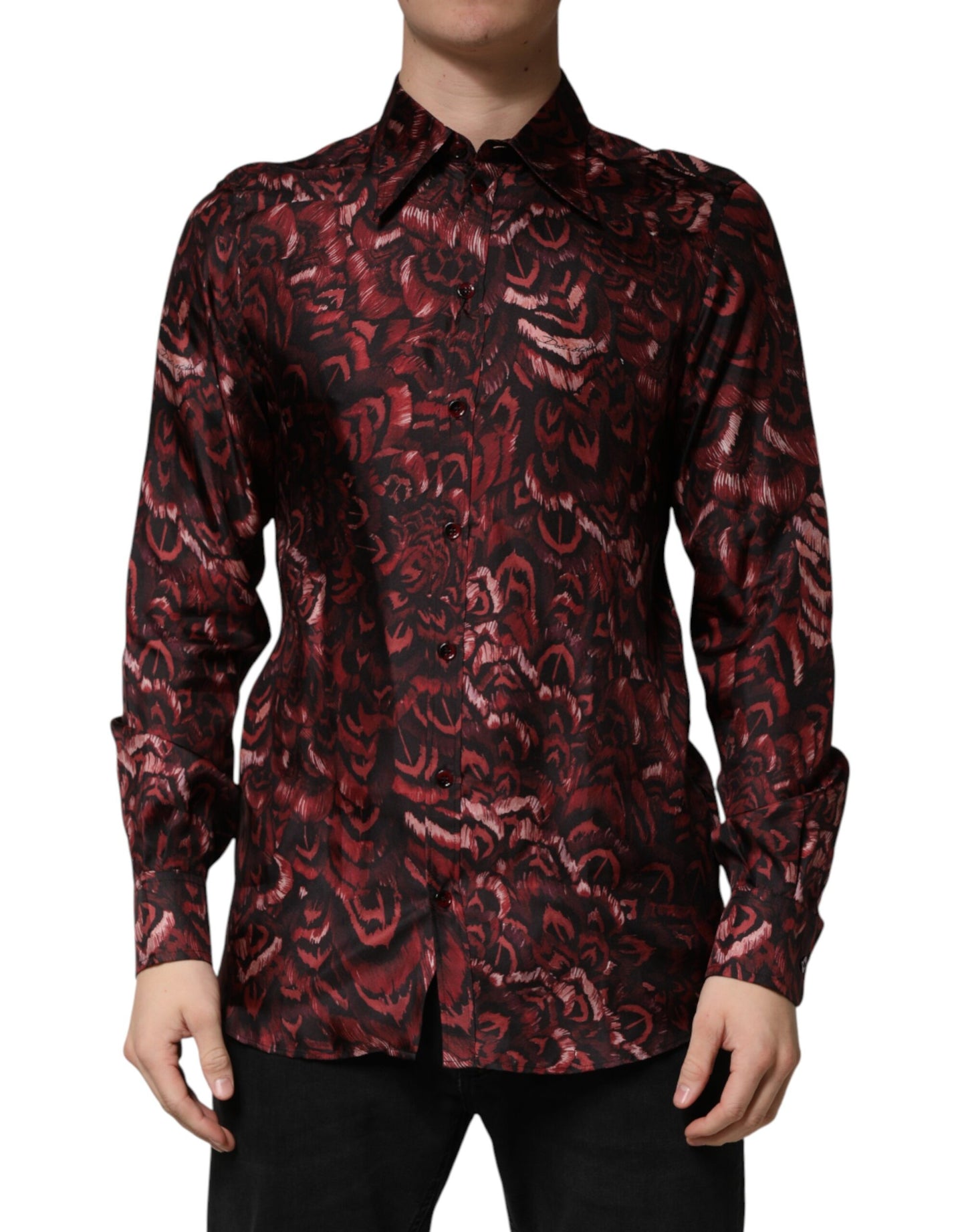 Chemise habillée Dolce &amp; Gabbana bordeaux à col et motifs bordeaux pour homme