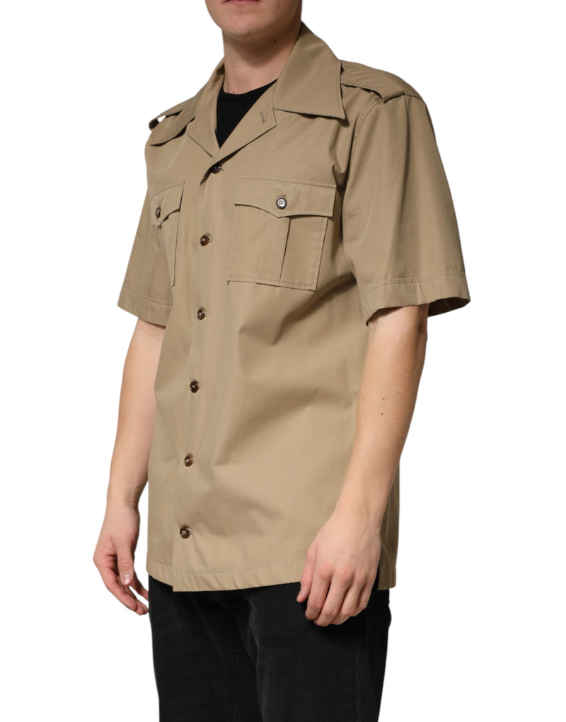 Dolce & Gabbana Bruin Pin-Up Korte Mouwen Heren Casual Overhemd