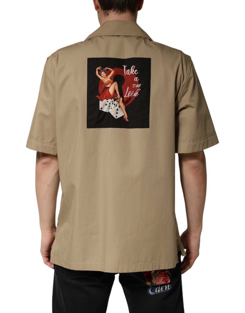 Dolce & Gabbana Bruin Pin-Up Korte Mouwen Heren Casual Overhemd