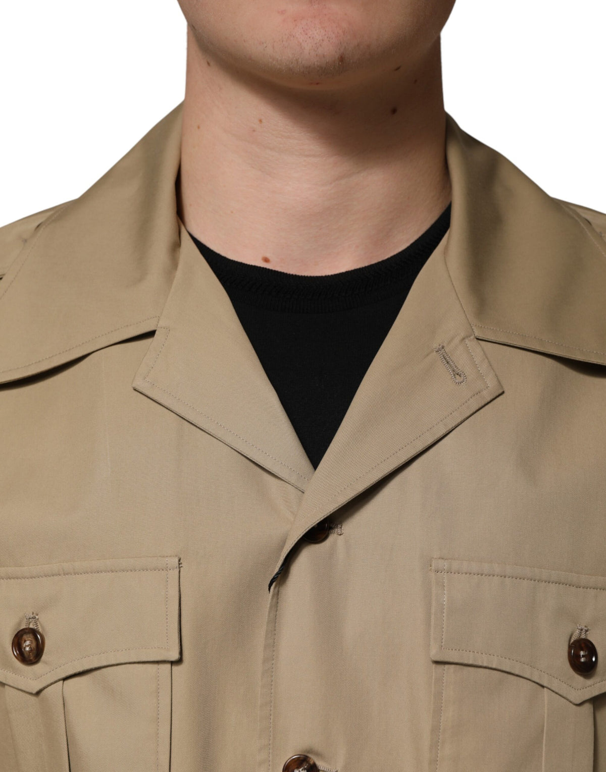 Chemise décontractée à manches courtes marron Dolce &amp; Gabbana Pin-up pour homme
