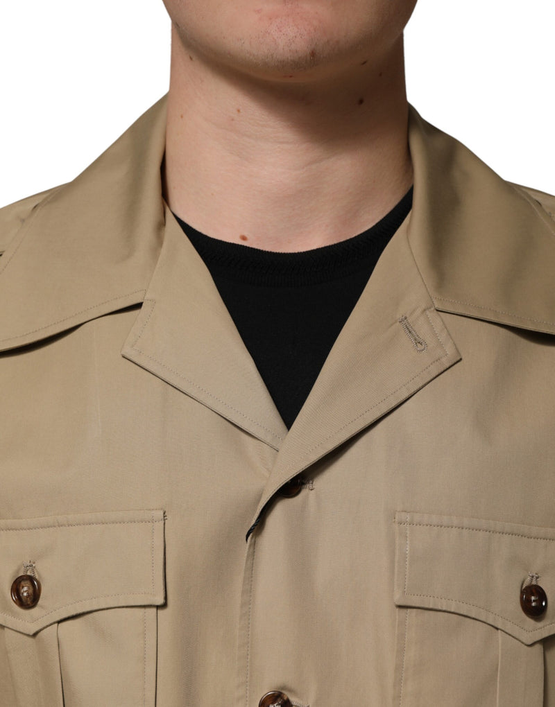 Dolce & Gabbana Bruin Pin-Up Korte Mouwen Heren Casual Overhemd