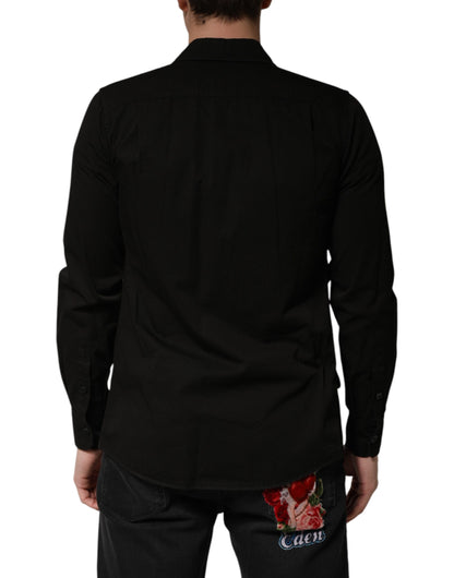 Chemise à col boutonné Dolce &amp; Gabbana noire en coton pour homme