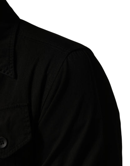Chemise à col boutonné Dolce &amp; Gabbana noire en coton pour homme