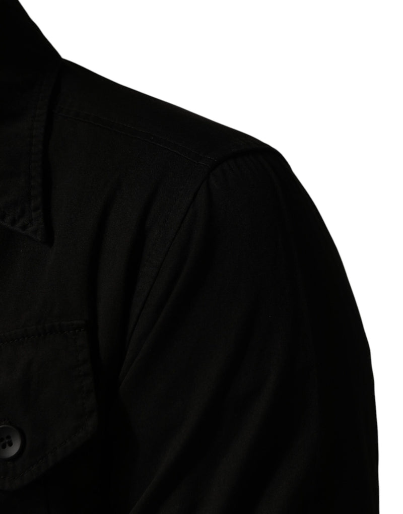 Chemise à col boutonné Dolce &amp; Gabbana noire en coton pour homme