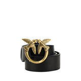 PINKO Black Calf Leather Bos Taurus Belt - Elegant Accessory