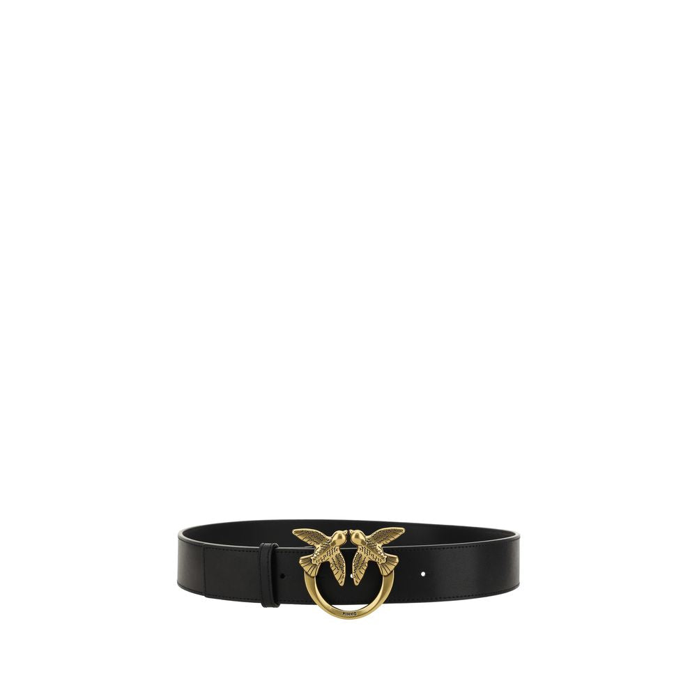 PINKO Black Calf Leather Bos Taurus Belt - Elegant Accessory