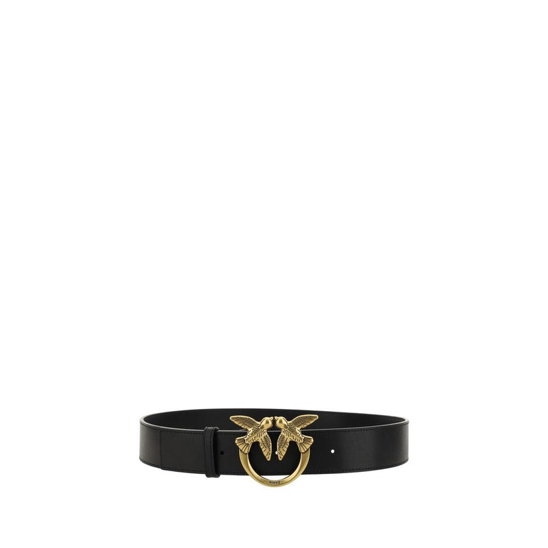 PINKO Black Calf Leather Bos Taurus Belt - Elegant Accessory