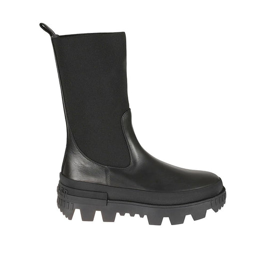 Bottines Moncler en cuir de veau noir