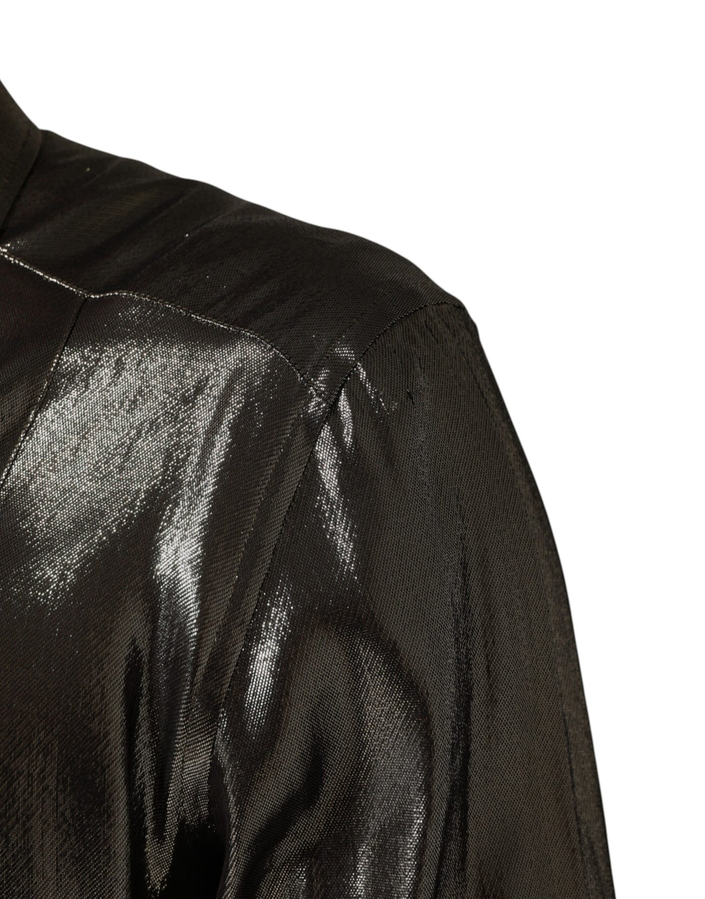 Chemise habillée Dolce &amp; Gabbana en soie argentée et col doré